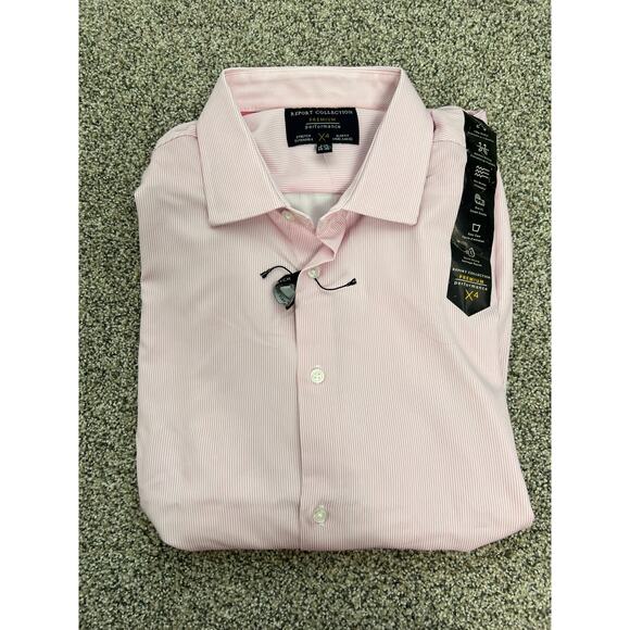 Report Collection Men Slim Fit Red Striped Button Up L/G - Picture 6 of 6